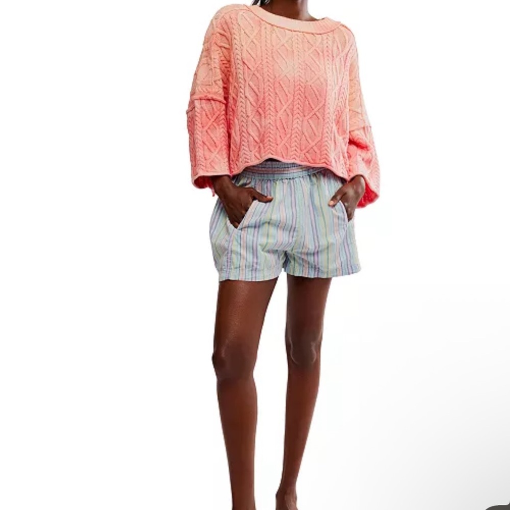 NWT Free People Get Free Striped Pull on shorts